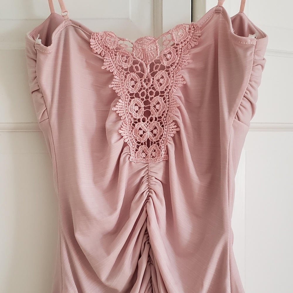 Pink Ruffled Front Tank Top - Picture 4 of 8